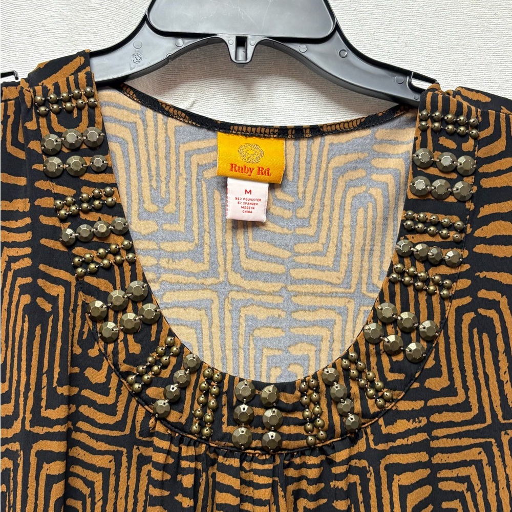 Ruby Rd. Black and Tan Zigzag Dress - Picture 3 of 5